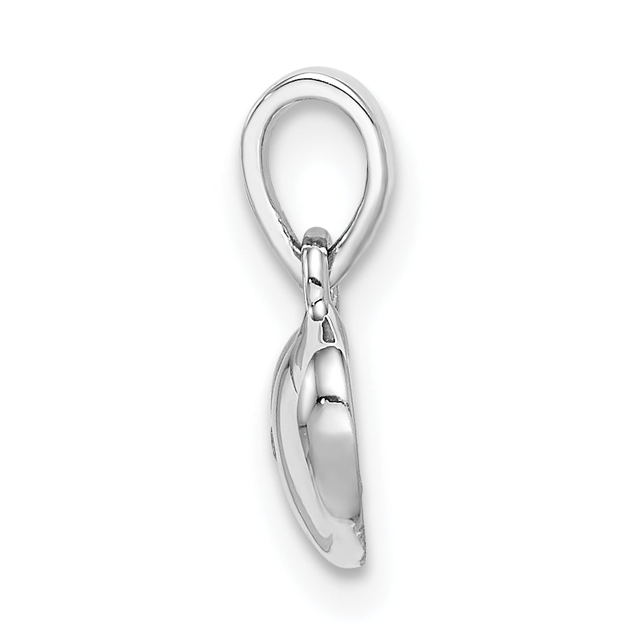 Sterling Silver Rhod-plated Polished & Satin CZ Heart Children's Pendant