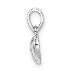 Sterling Silver Rhod-plated Polished & Satin CZ Heart Children's Pendant