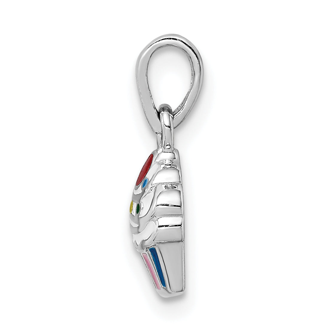 Sterling Silver RH-plated Multi-color Enameled Cupcake Children's Pendant