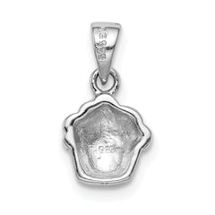 Sterling Silver RH-plated Multi-color Enameled Cupcake Children's Pendant