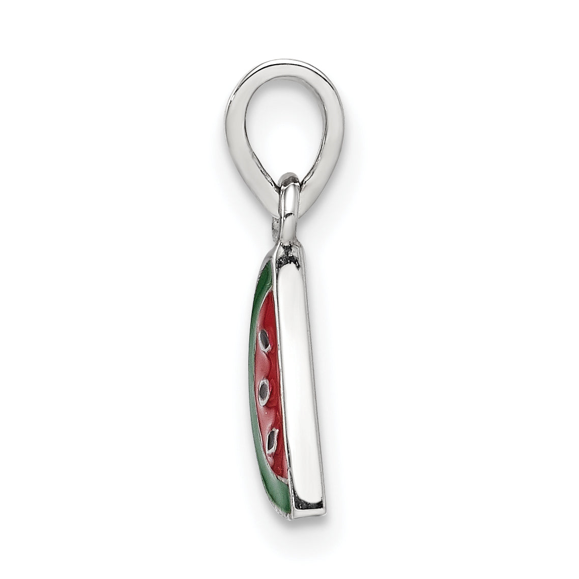 Sterling Silver RH-plated Enameled Watermelon Children's Pendant