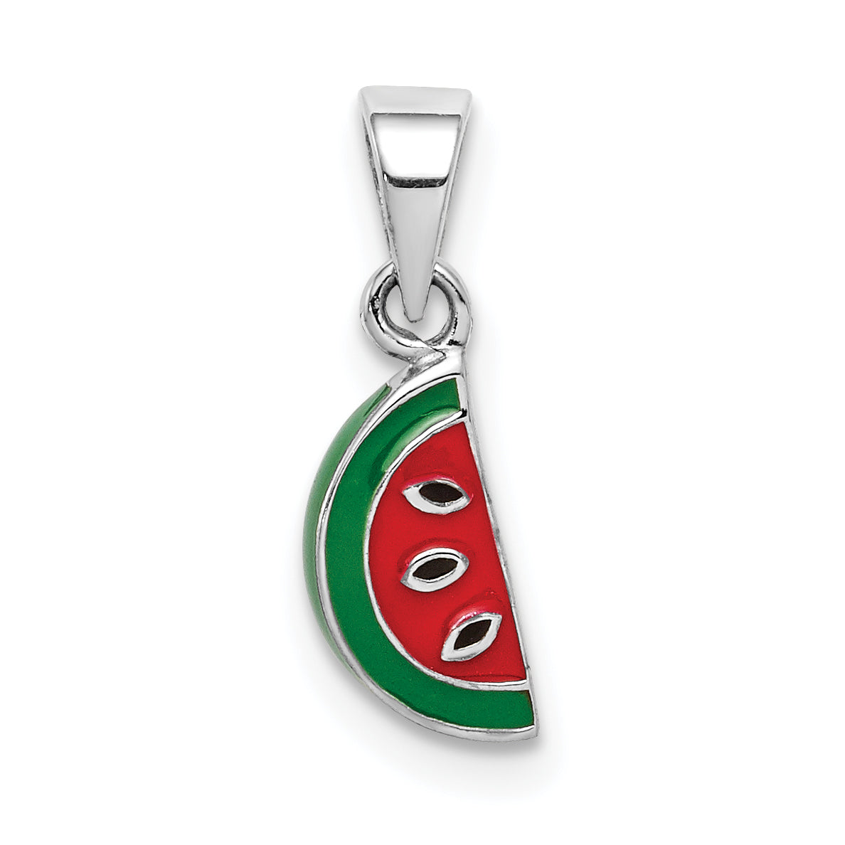 Sterling Silver RH-plated Enameled Watermelon Children's Pendant Main image
