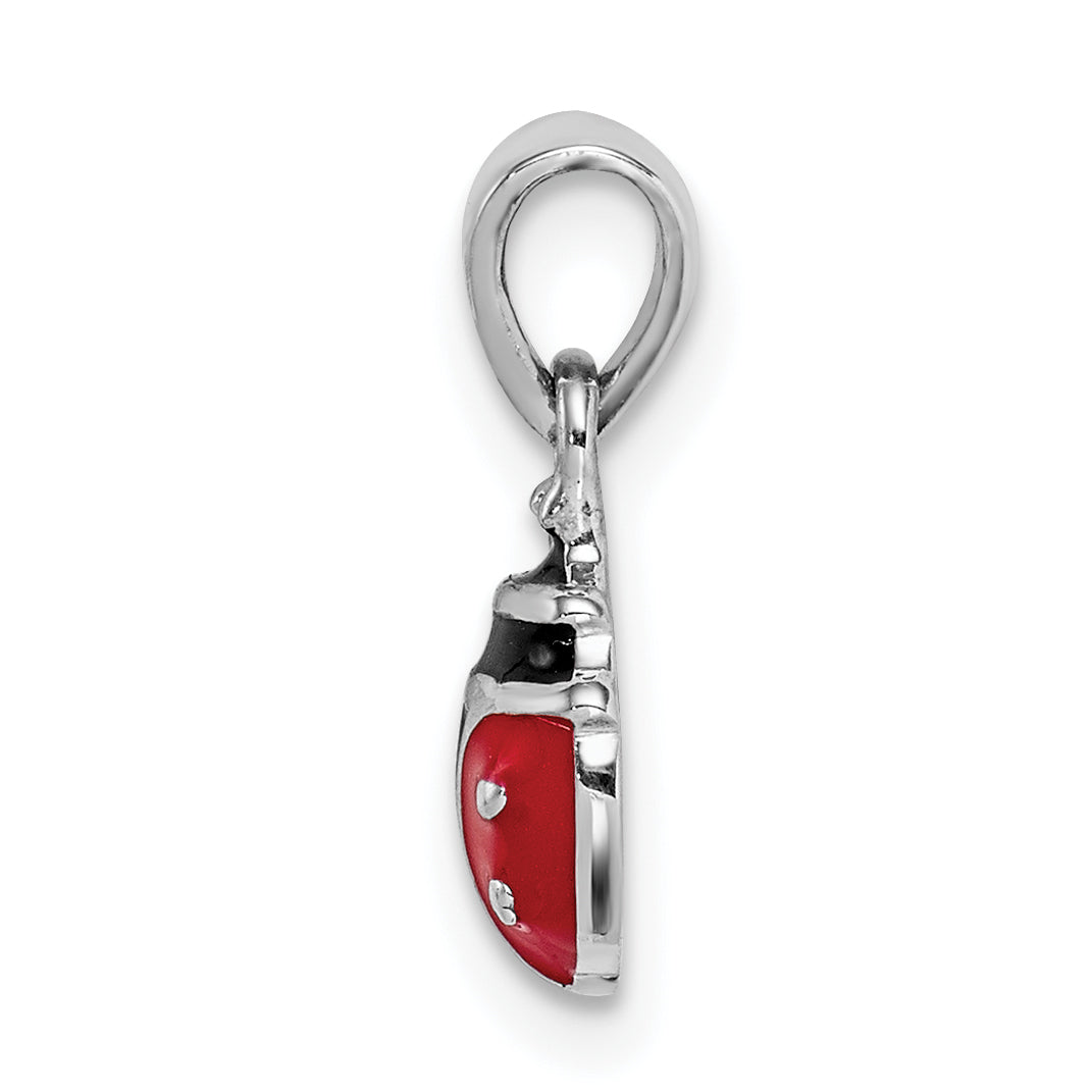 Sterling Silver RH-plated Red & Black Enamel Ladybug Children's Pendant Secondary image