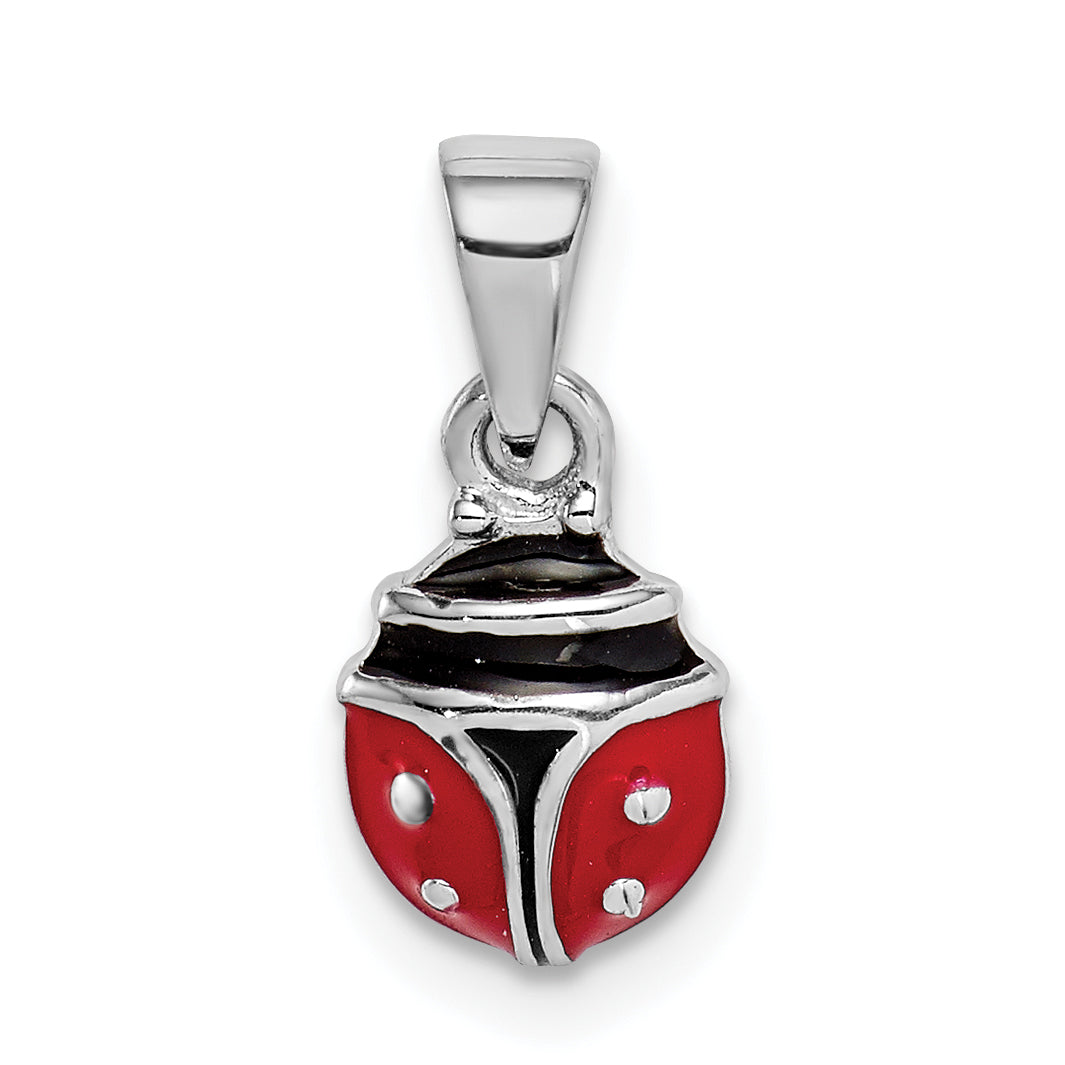 Sterling Silver RH-plated Red & Black Enamel Ladybug Children's Pendant Main image