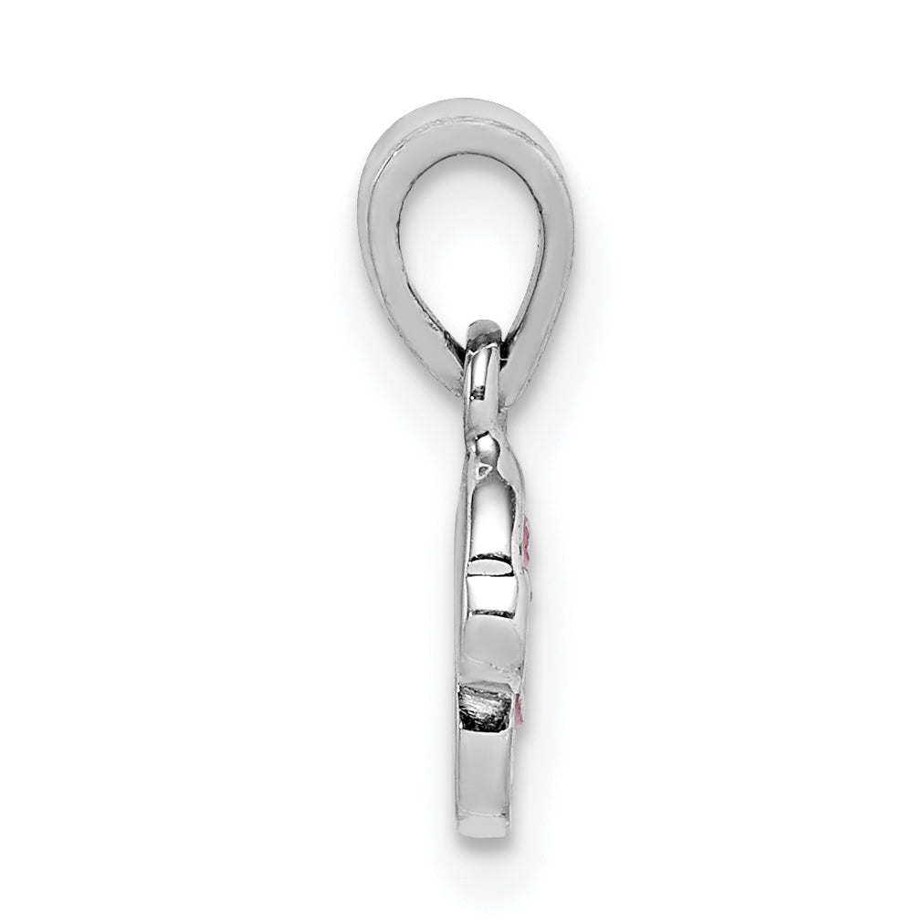 Sterling Silver RH-plated Multi-color Enamel Flamingo Children's Pendant Secondary image