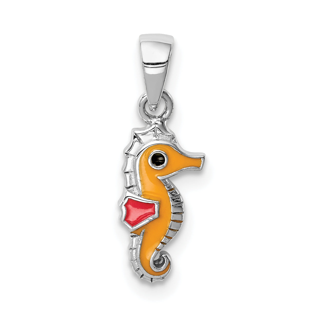 Sterling Silver RH-plated Multi-color Enamel Seahorse Children's Pendant Main image