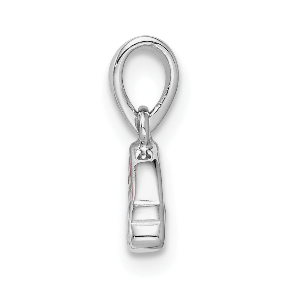 Sterling Silver RH-plated Polished & Enameled Rainbow Children's Pendant