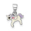 Sterling Silver RH-plated Multi-color Enameled Unicorn Children's Pendant
