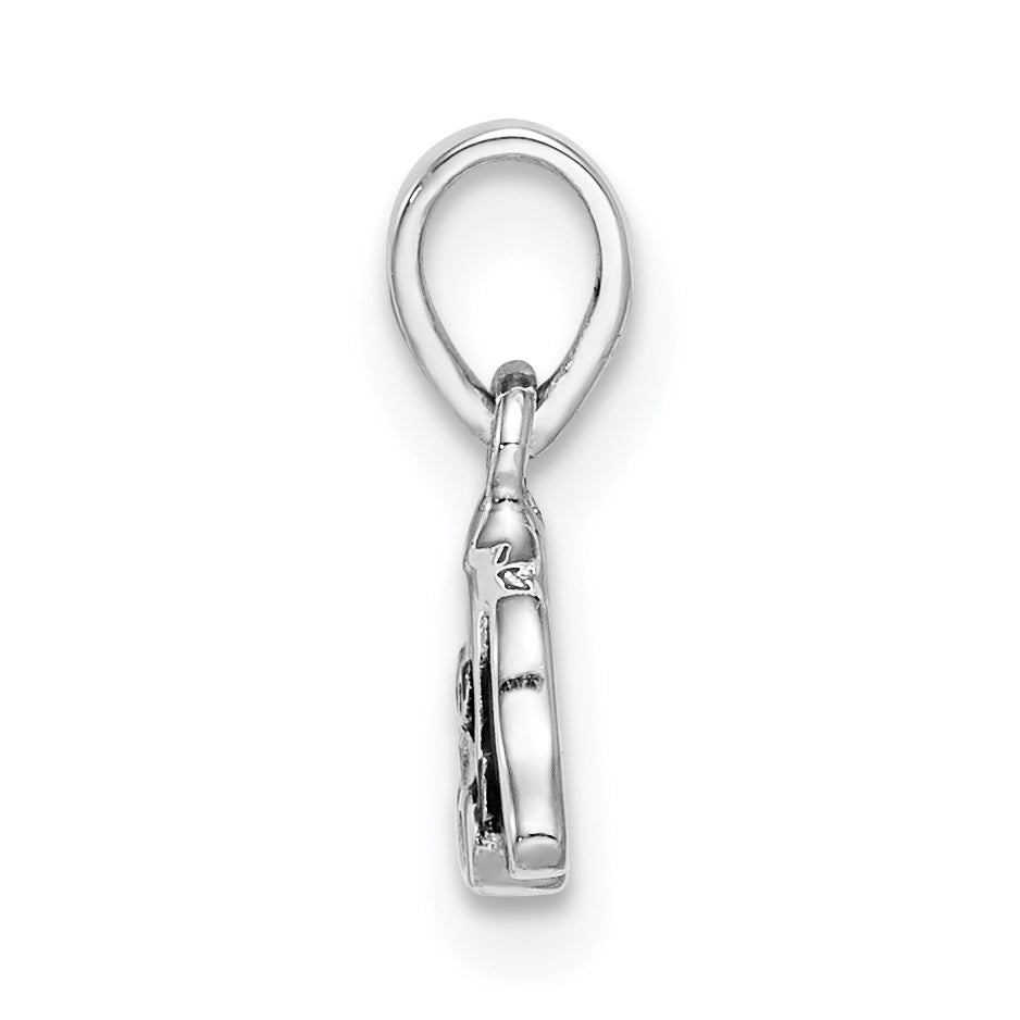 Sterling Silver RH-plated Black/White Enameled Puppy Children's Pendant Secondary image