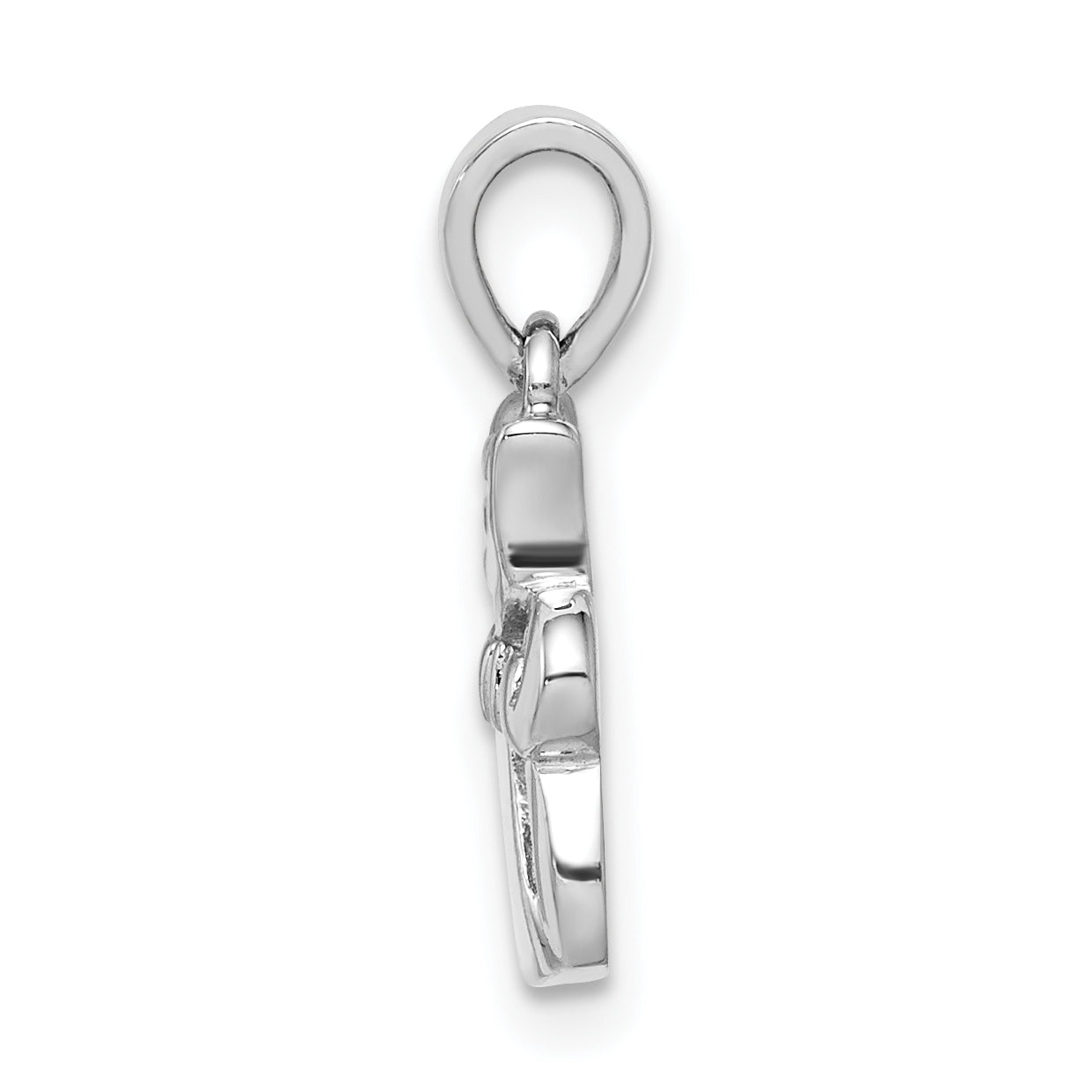 Sterling Silver RH-plated Polished White Enameled Cat Children's Pendant Secondary image