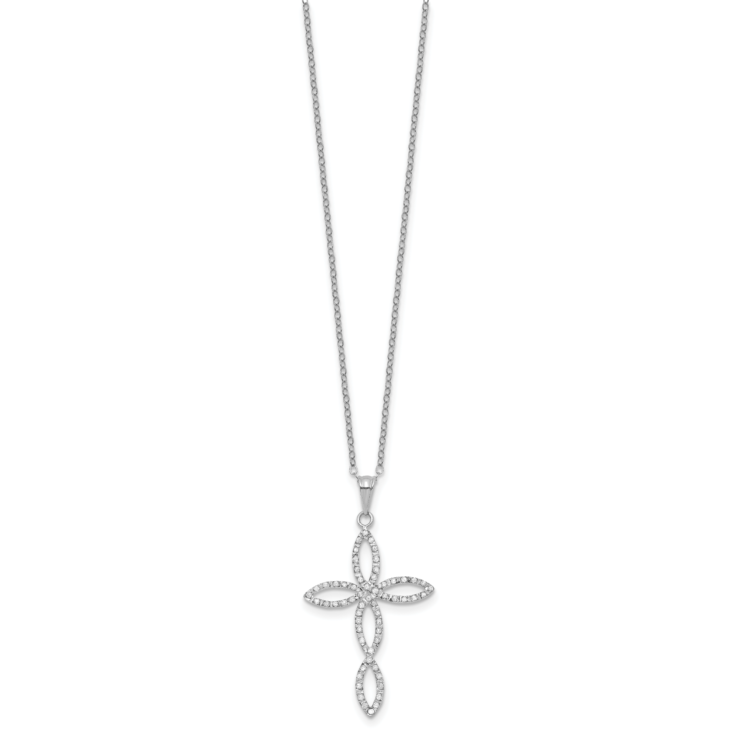 Diamond Fascination Diamond Mystique Sterling Silver Platinum-plated Diamond Cross 18 Inch Necklace Secondary image