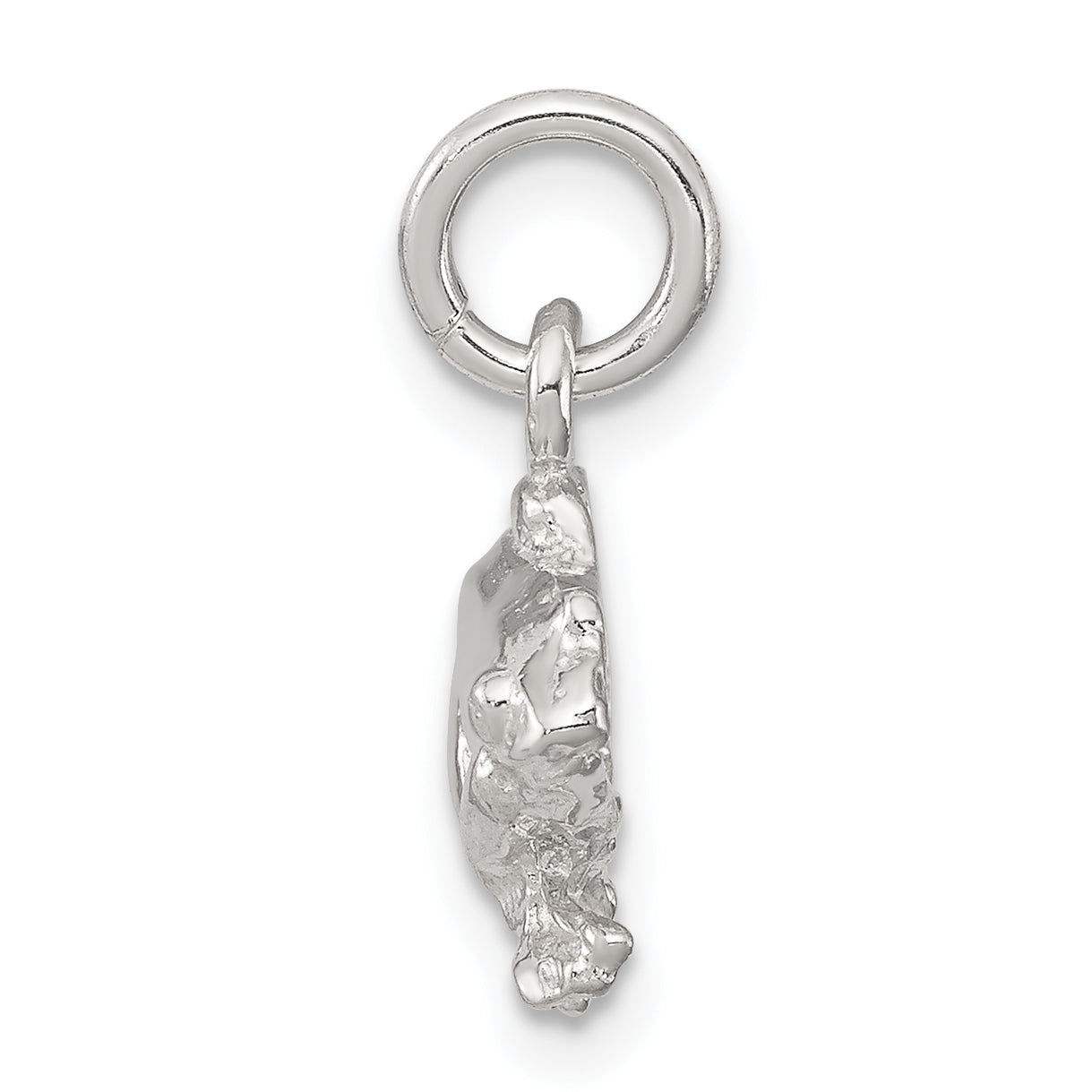 Sterling Silver 925 Frog Charm Polished Concave Design