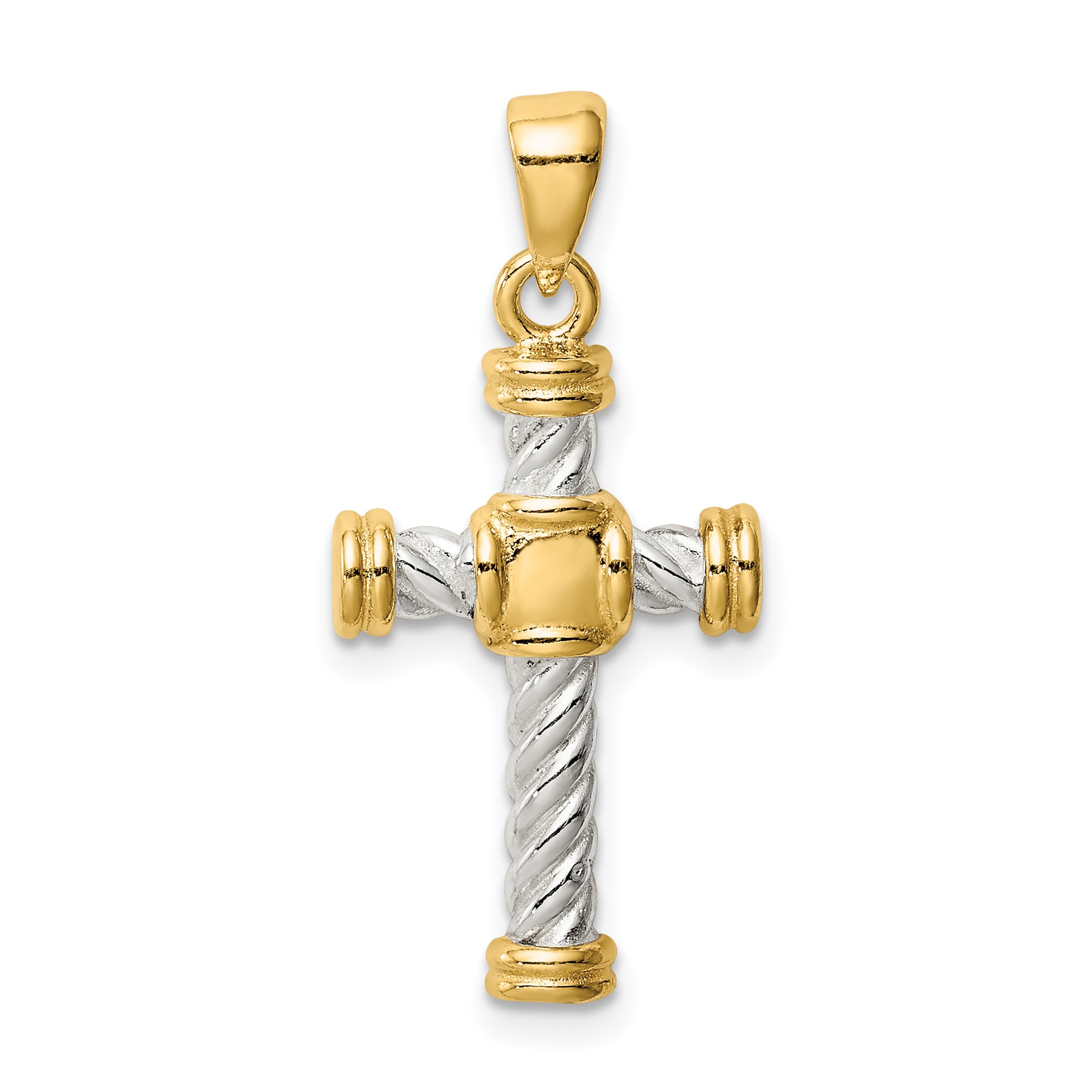 Sterling Silver & Gold Tone Twisted Cross Pendant Main image