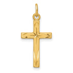Sterling Silver Gold Tone Diamond-Cut Cross Pendant