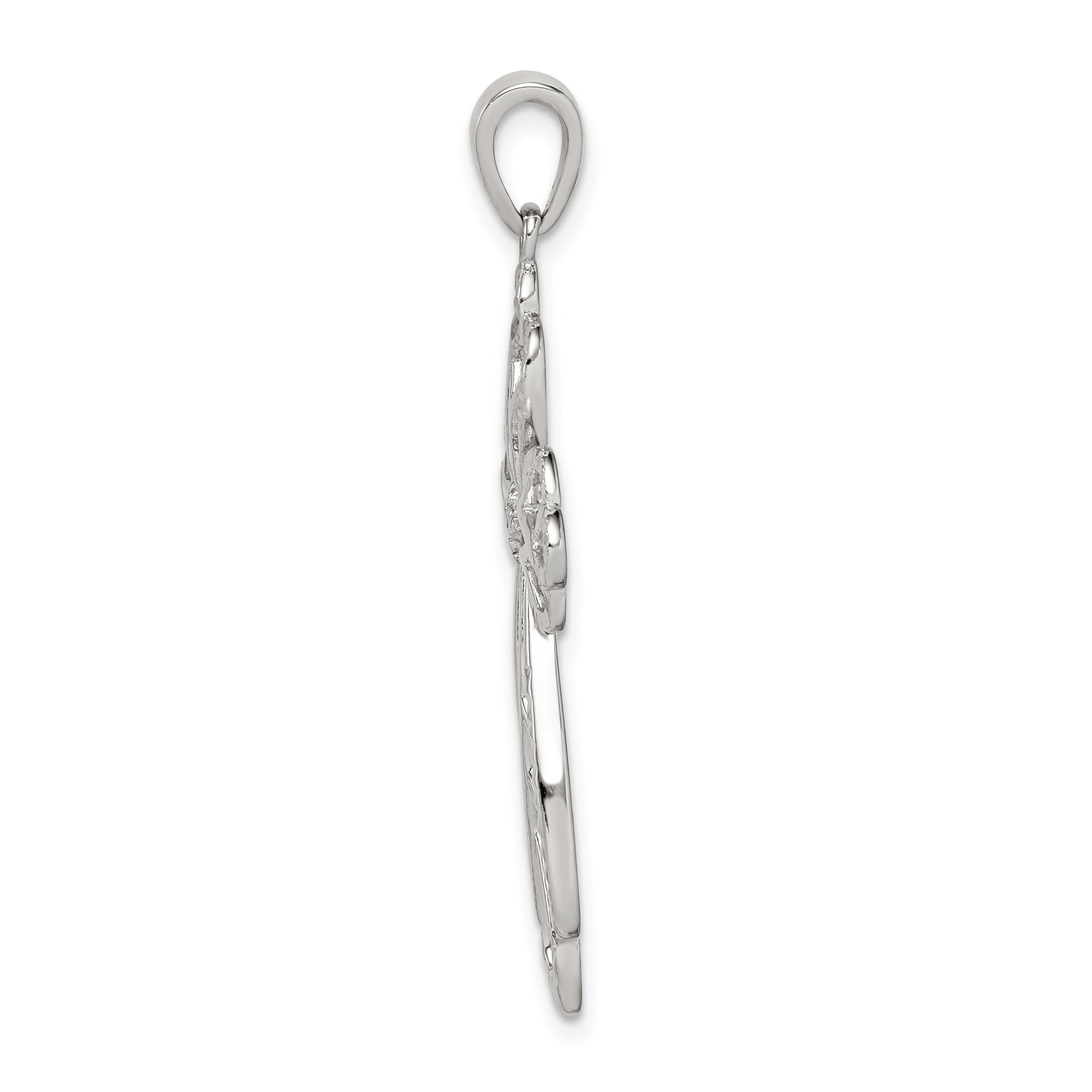 Sterling Silver Diamond & Diamond-cut Cross Pendant Secondary image