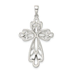 Sterling Silver Diamond & Diamond-cut Cross Pendant
