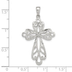 Sterling Silver Diamond & Diamond-cut Cross Pendant