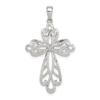 Sterling Silver Diamond & Diamond-cut Cross Pendant
