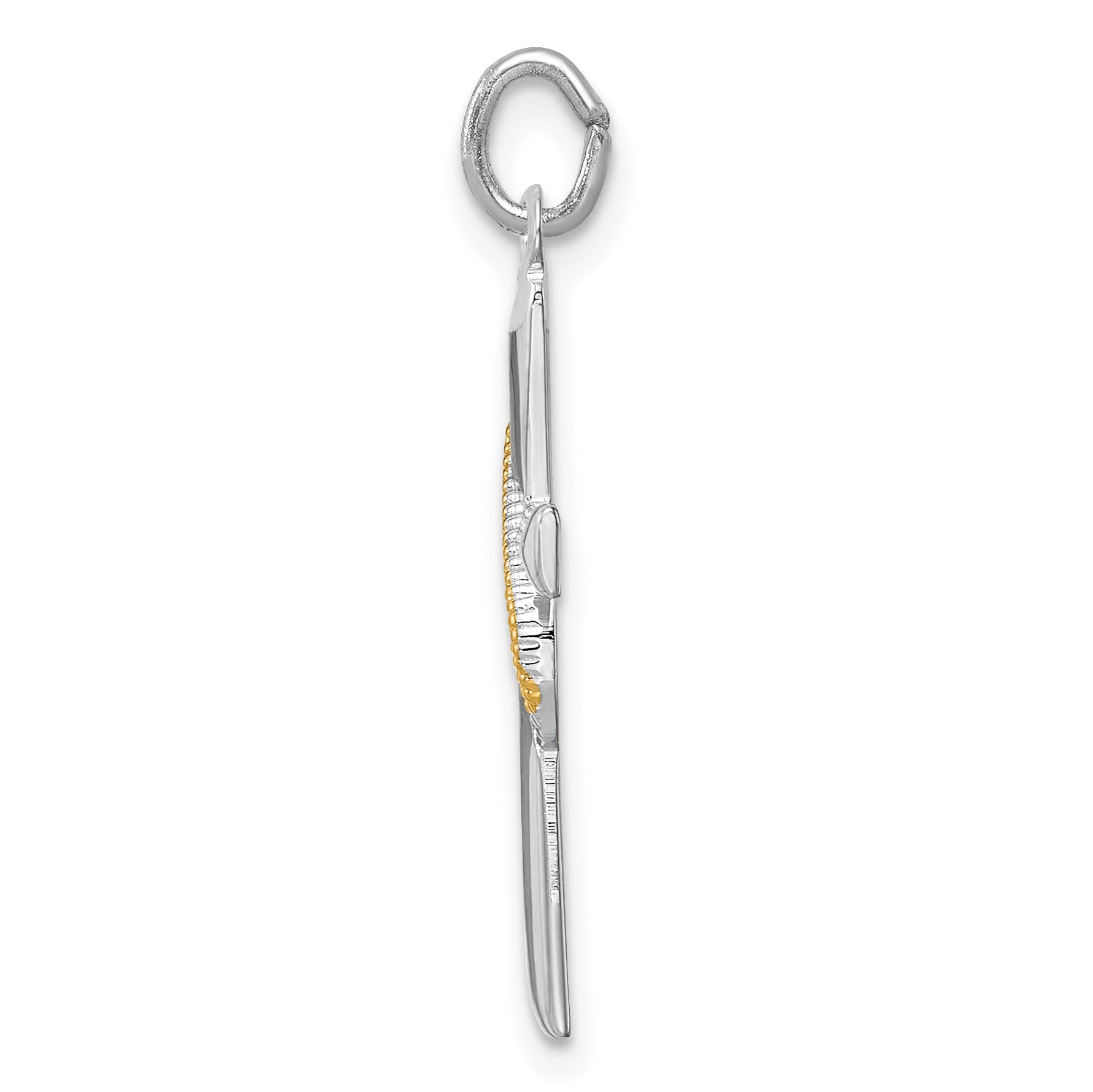 Sterling Silver Rhodium-plated & Gold Tone Cross Pendant Secondary image