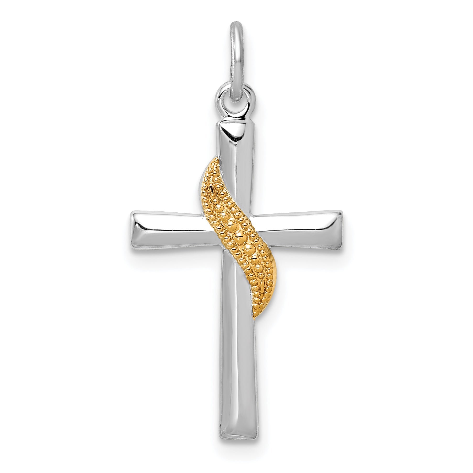 Sterling Silver Rhodium-plated & Gold Tone Cross Pendant Main image