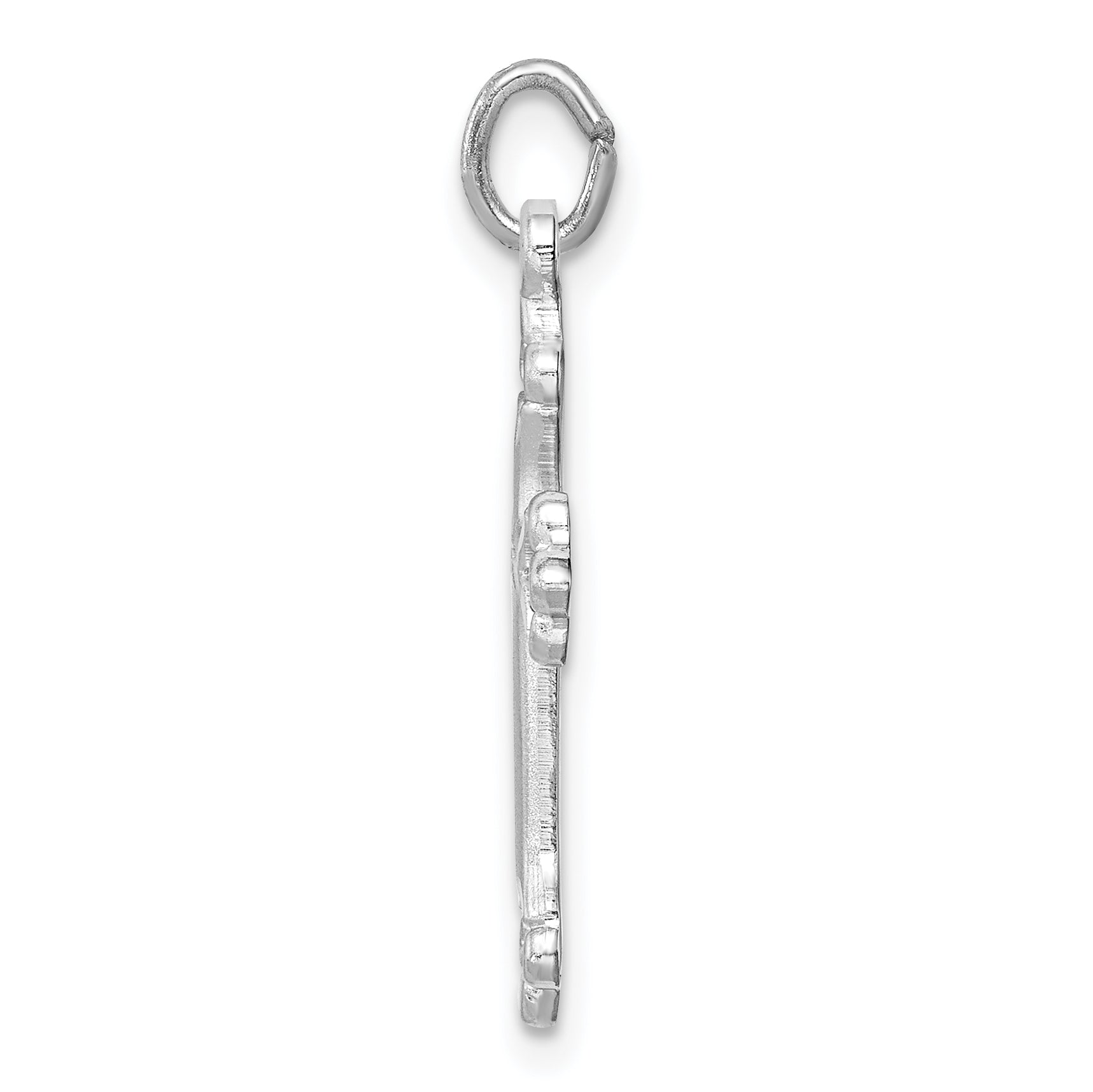Sterling Silver Rhodium-plated Diamond-Cut Cross Pendant Secondary image