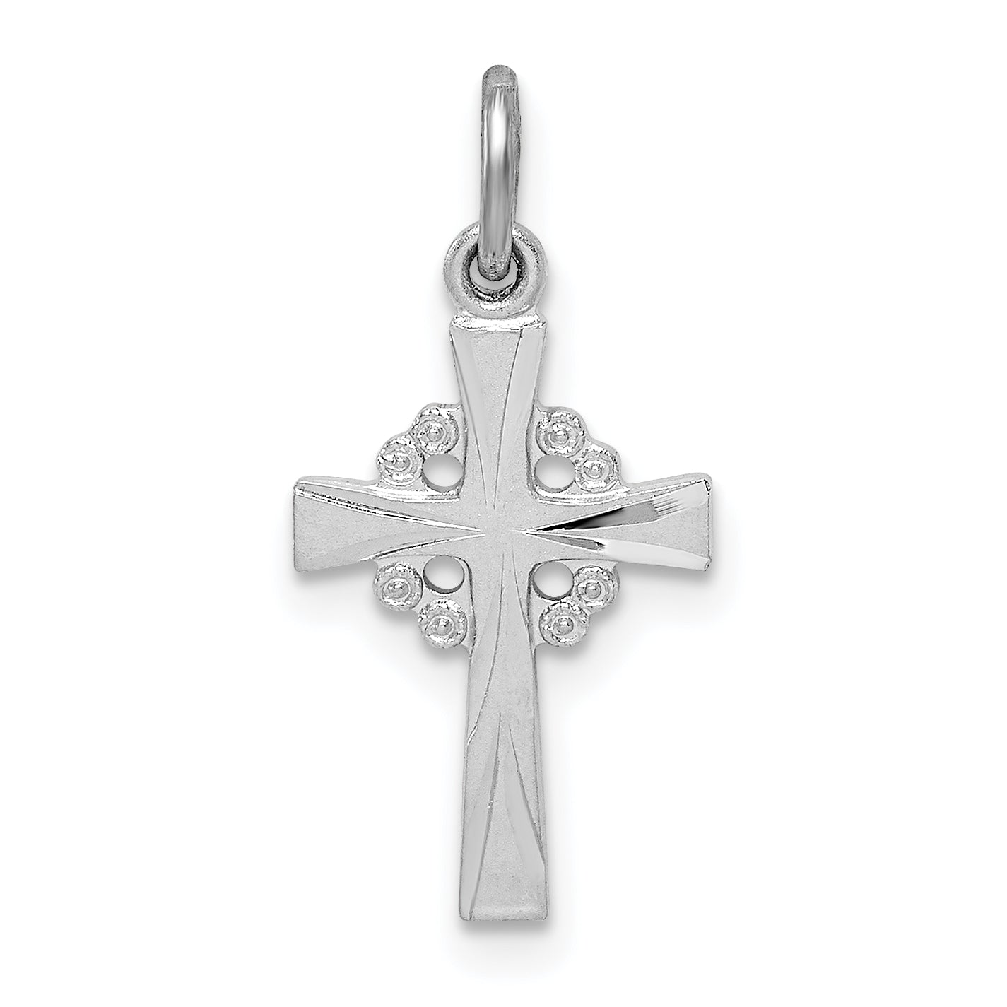 Sterling Silver Rhodium-plated Diamond Cut Cross Pendant Main image