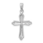 Sterling Silver Rhodium-plated Striped Texture Cross Pendant