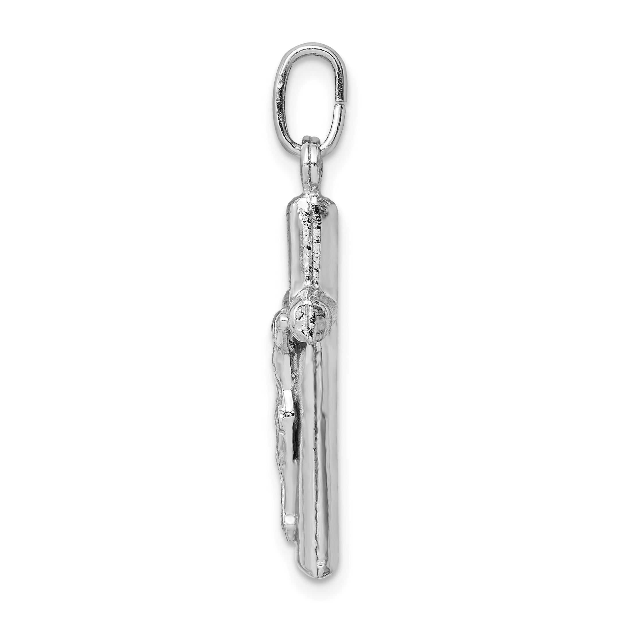 Sterling Silver Rhodium-plated Polished Crucifix Cross Pendant Secondary image