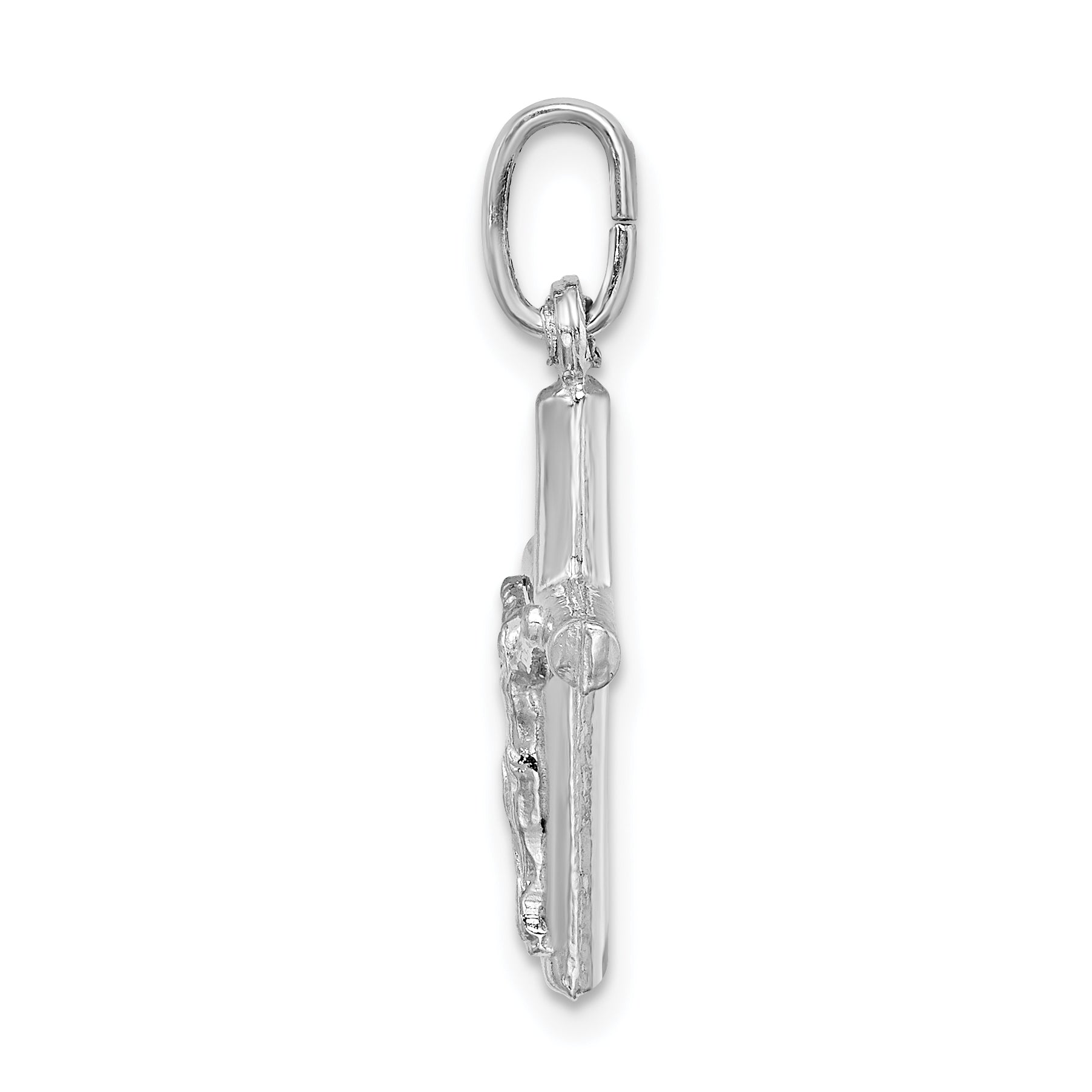 Sterling Silver Rhodium-plated Polished Crucifix Cross Pendant Secondary image