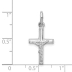 Sterling Silver Rhodium-plated Polished Crucifix Cross Pendant