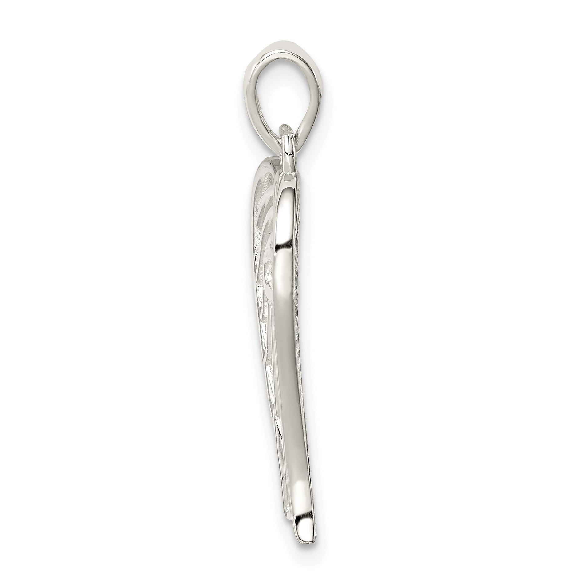 Sterling Silver Textured Wing Cross Pendant Secondary image