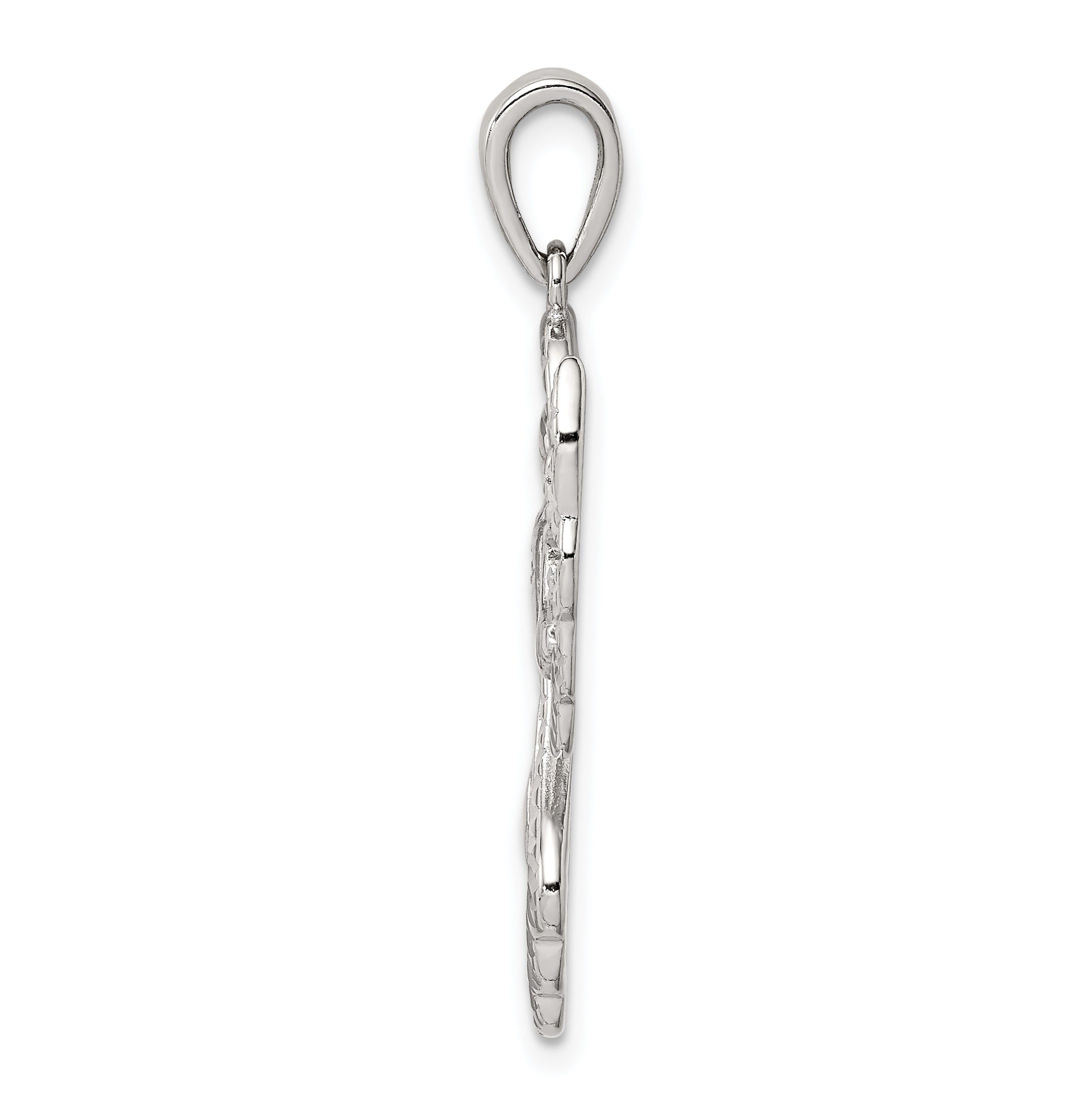 Sterling Silver Diamond & Diamond-cut Angel Pendant Secondary image