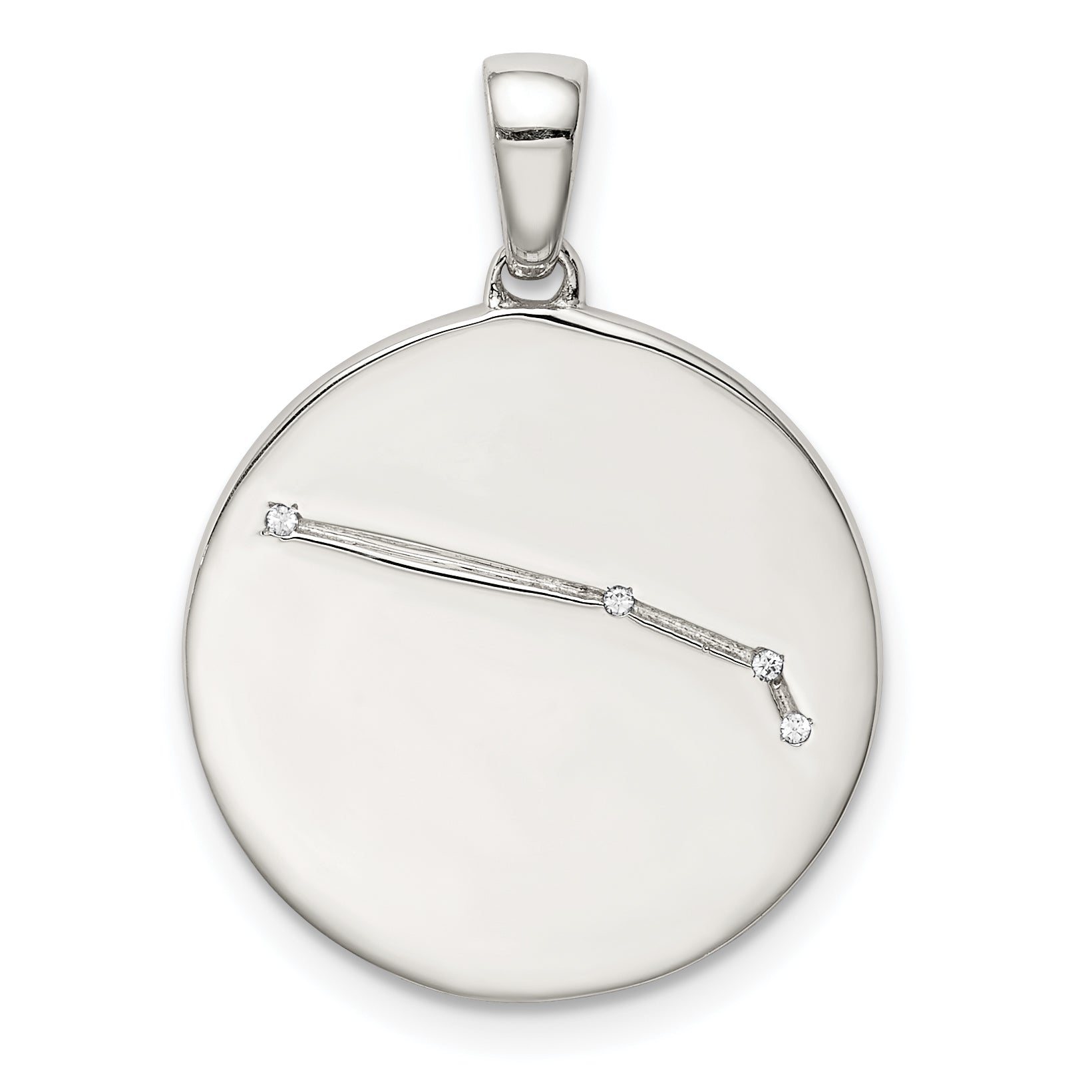 Sterling Silver Rhodium-plated & CZ Aries Zodiac Pendant Main image