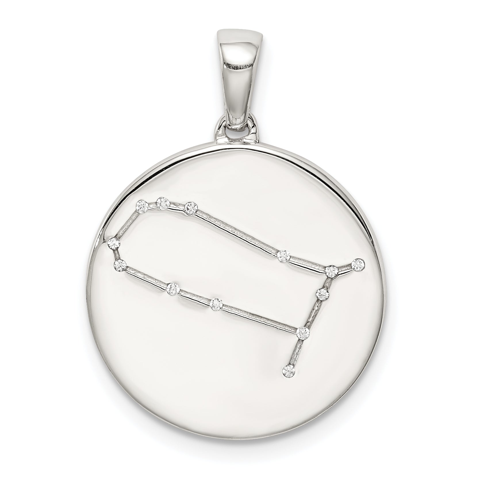 Sterling Silver Rhodium-plated & CZ Gemini Zodiac Pendant Main image