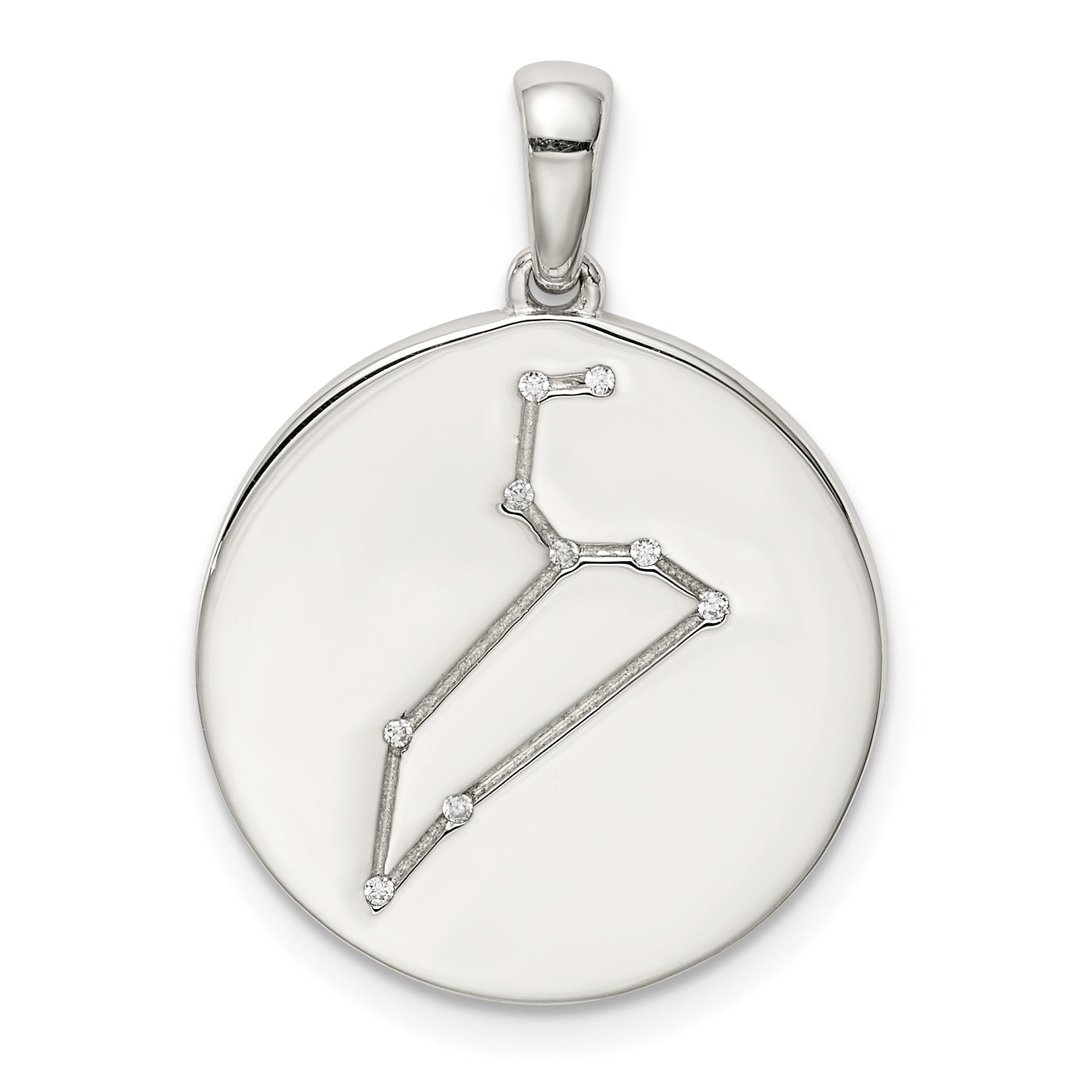 Sterling Silver Rhodium-plated & CZ Leo Zodiac Pendant Main image