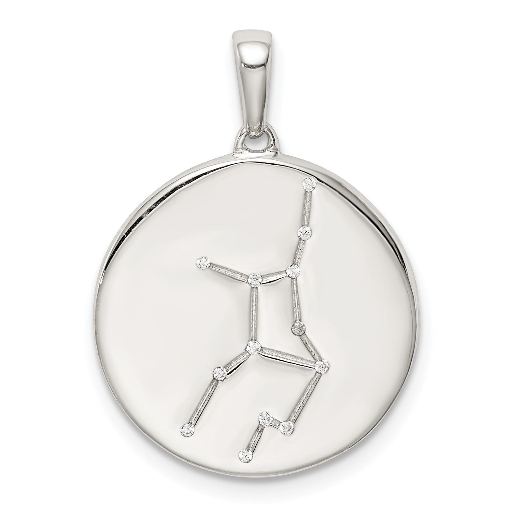 Sterling Silver Rhodium-plated & CZ Virgo Zodiac Pendant Main image