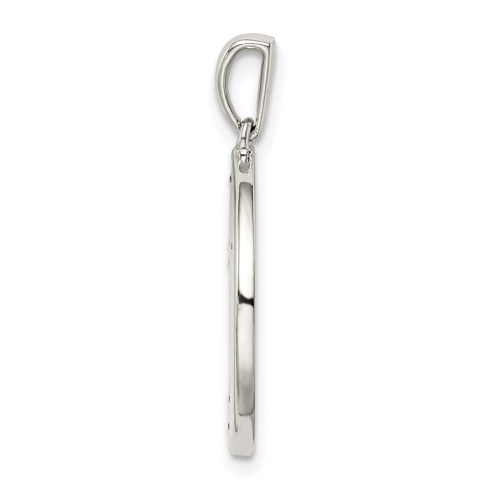 Sterling Silver Rhodium-plated & CZ Libra Zodiac Pendant Secondary image