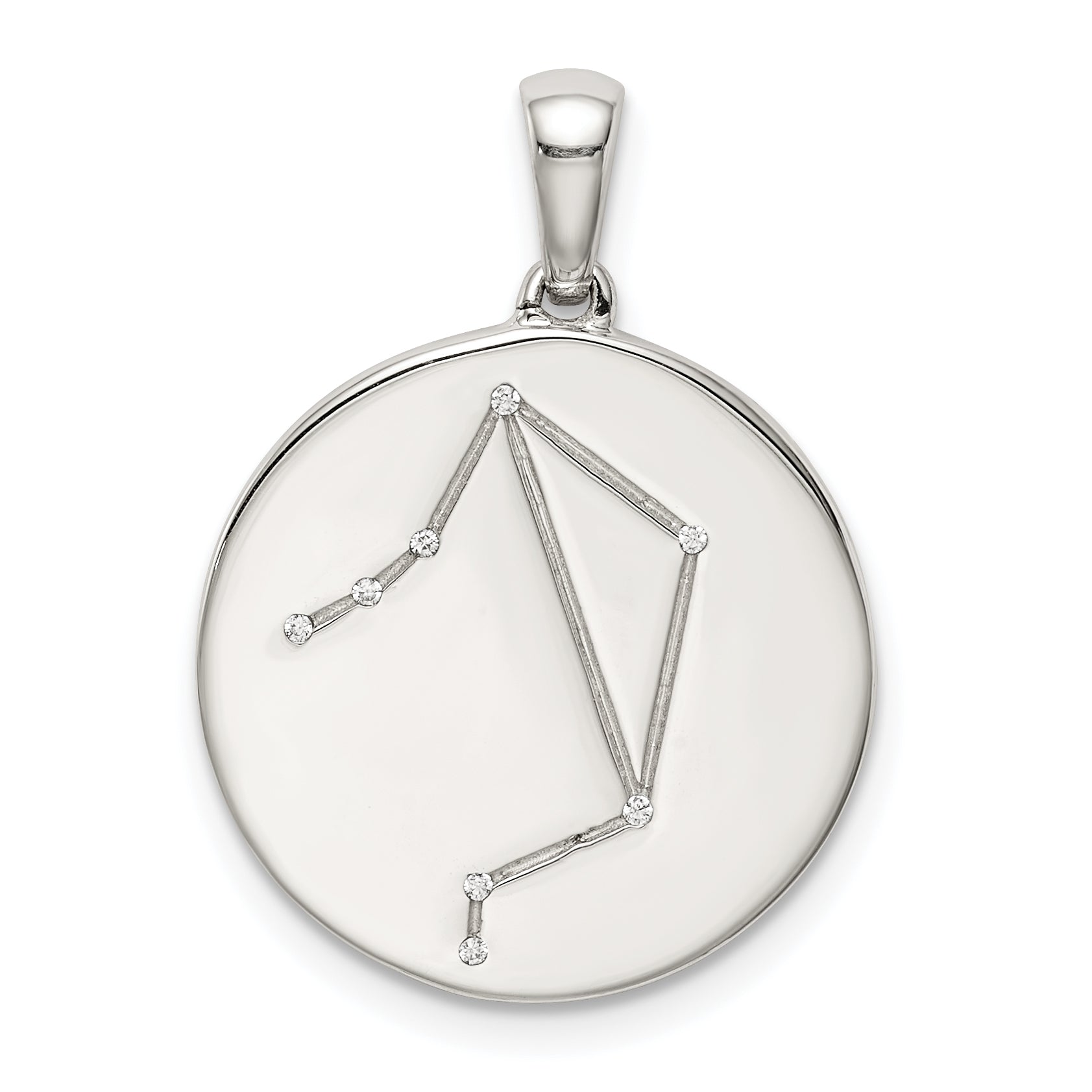 Sterling Silver Rhodium-plated & CZ Libra Zodiac Pendant Main image
