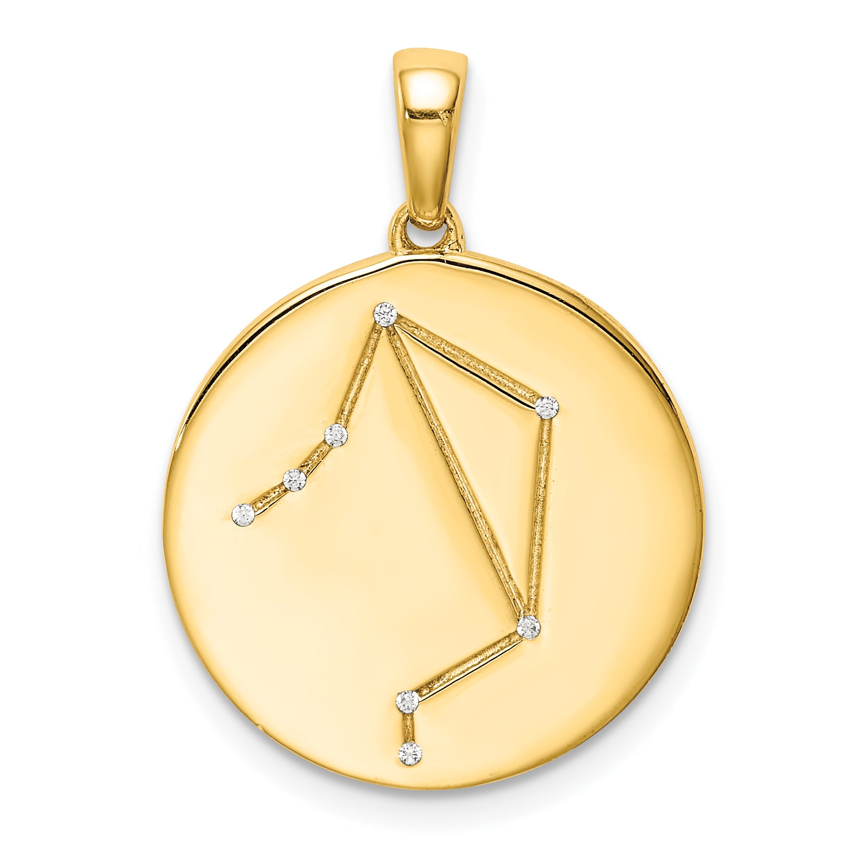 Sterling Silver Gold-plated & CZ Libra Zodiac Pendant Main image