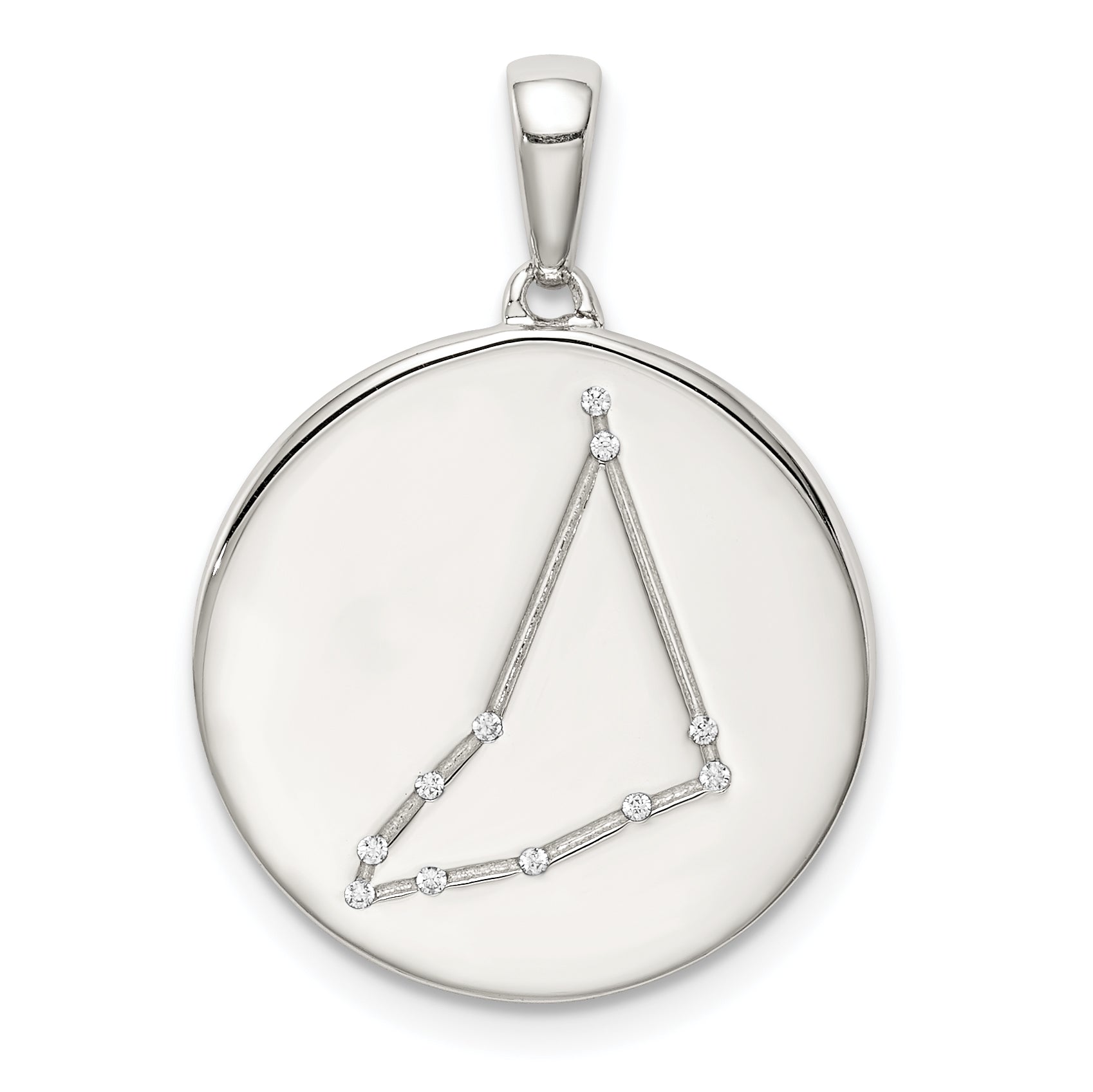 Sterling Silver Rhodium-plated & CZ Capricorn Zodiac Pendant Main image