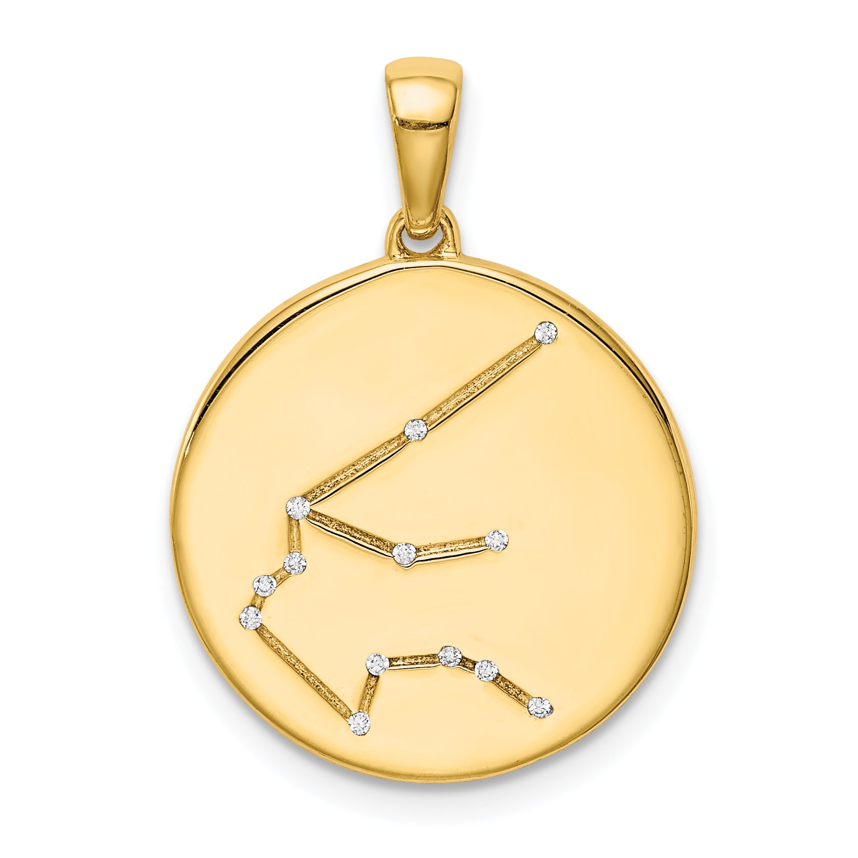 Sterling Silver Gold-plated & CZ Aquarius Zodiac Pendant Main image