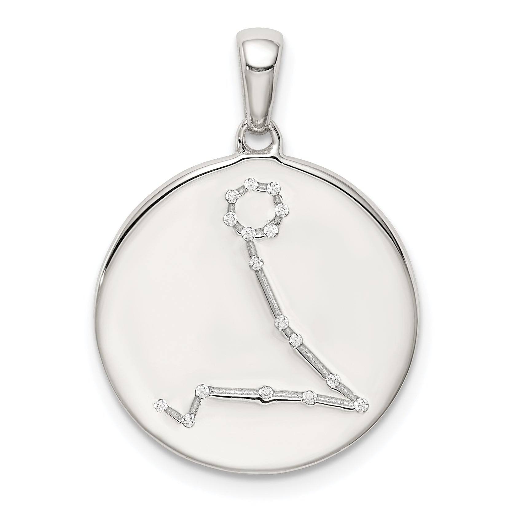 Sterling Silver Rhodium-plated & CZ Pisces Zodiac Pendant Main image