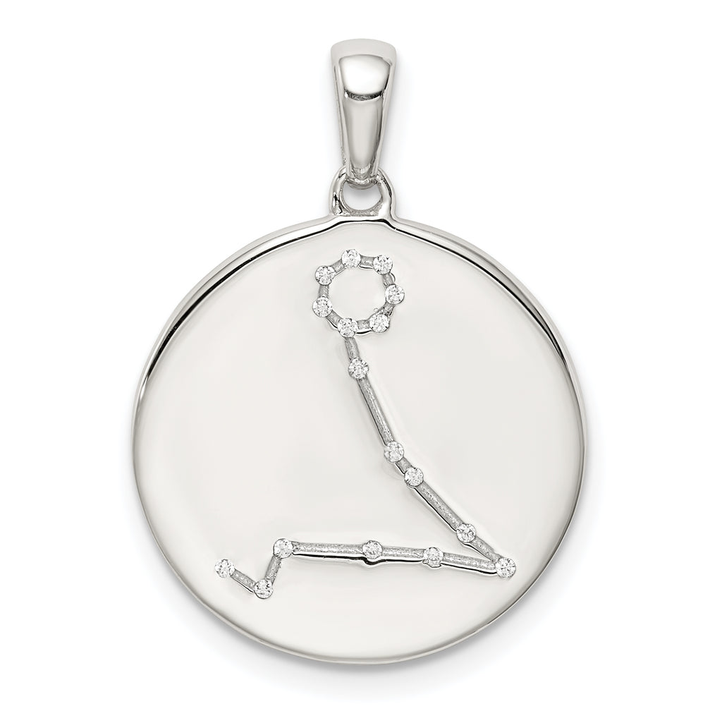 Sterling Silver Rhodium-plated & CZ Pisces Zodiac Pendant