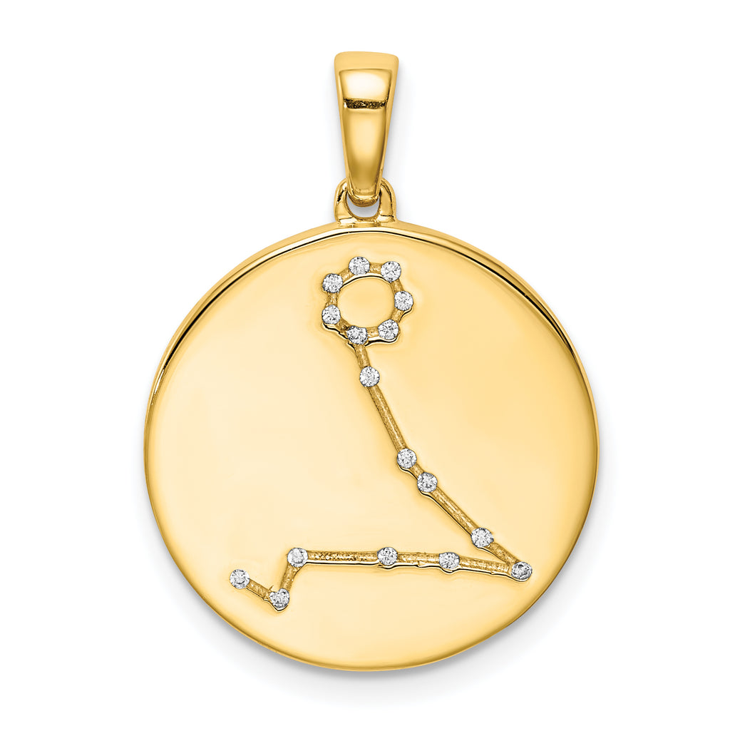 Sterling Silver Gold-plated & CZ Pisces Zodiac Pendant