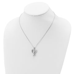 Sterling Silver Rhodium-plated Angel Ash Holder 18in Necklace