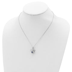 Sterling Silver RH-pltd CZ Sept Birthstone Angel Ash Holder 18in Necklace
