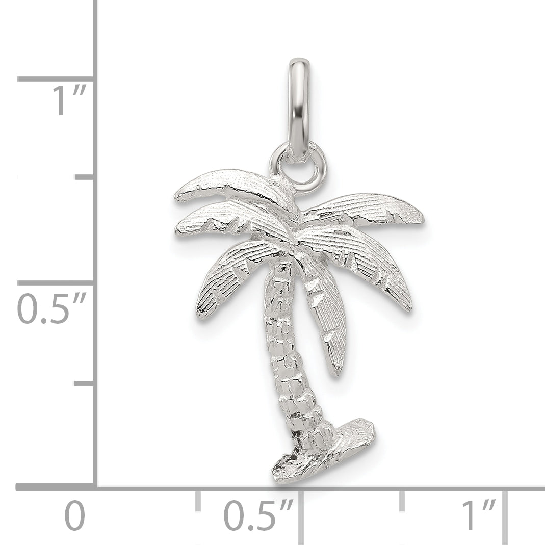 Men's Polished 925 Sterling Silver Palm Tree Charm Anti-Tarnish Finish