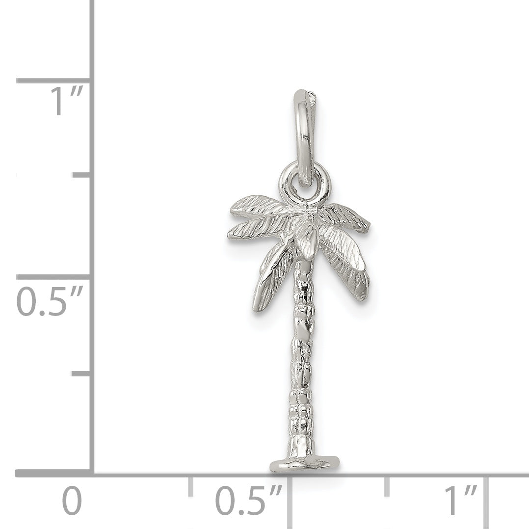 925 Sterling Silver Palm Tree Charm with Anti-Tarnish Polished Finish
