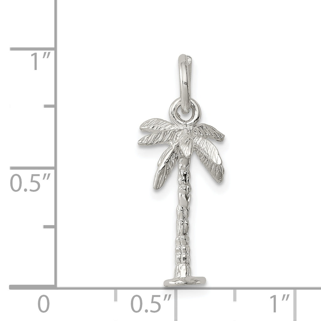 925 Sterling Silver Palm Tree Charm with Anti-Tarnish Polished Finish