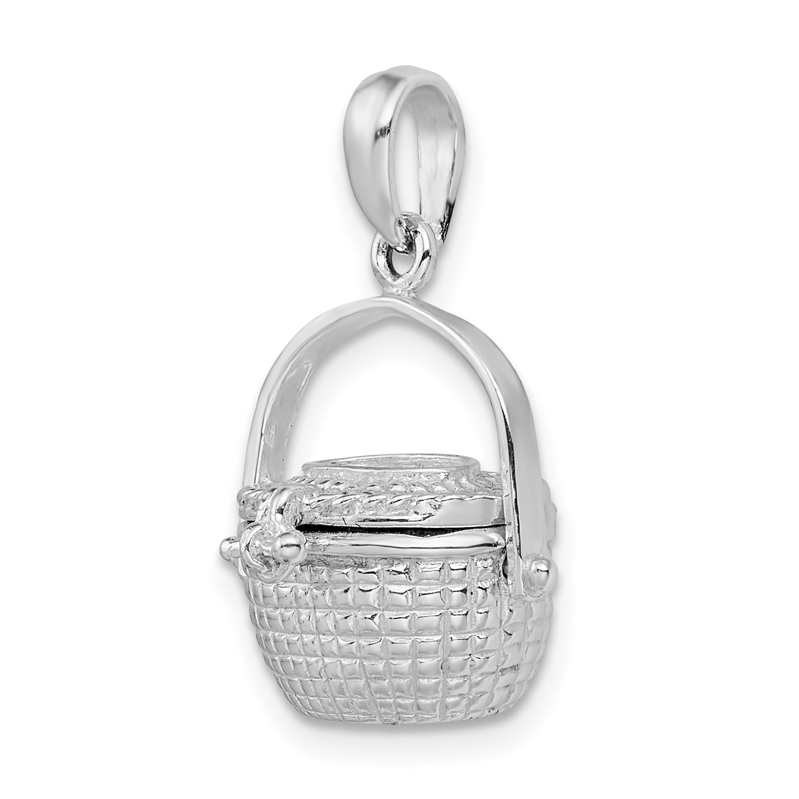De-Ani Sterling Silver Rhodium-Plated 3D Moveable Large Nantucket Basket Pendant